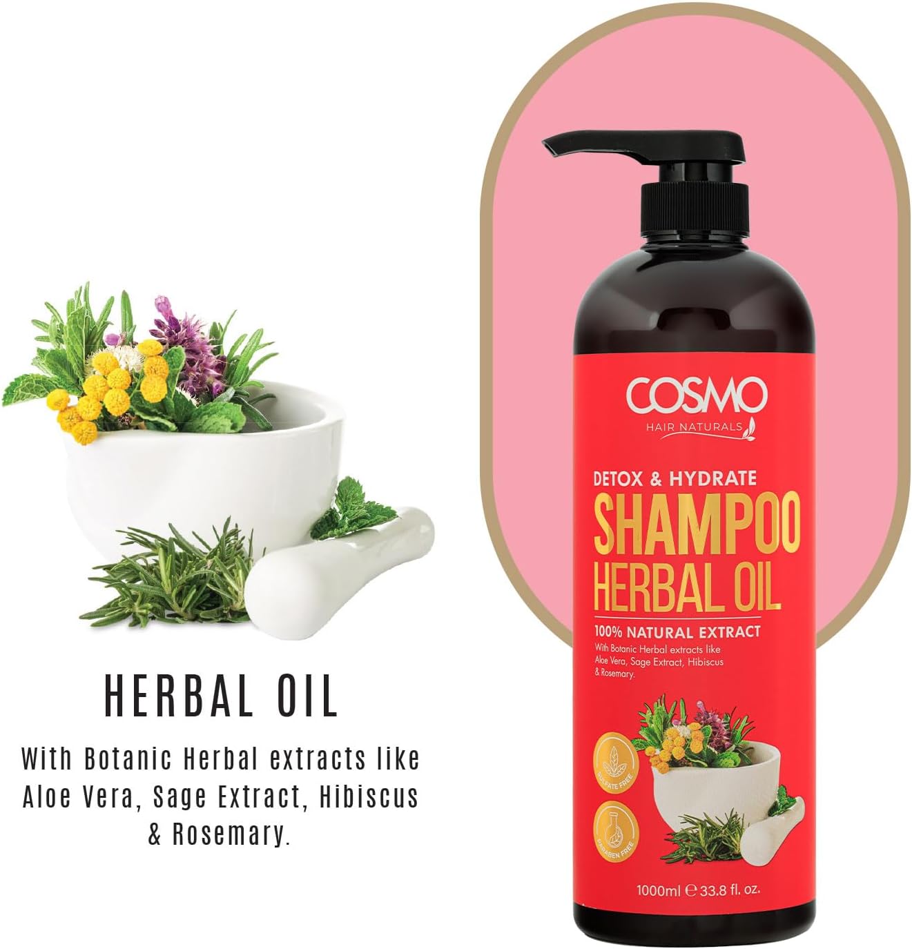 Cosmo Detox and Hydrate Herbal Oil Šampūnas 1000ml