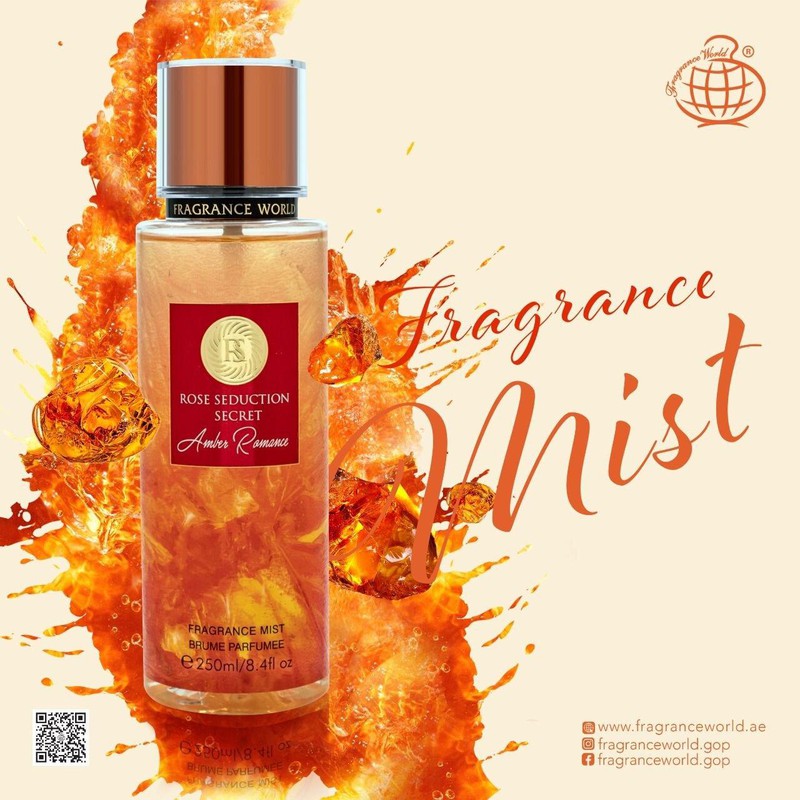 FW Rose Seduction Secret Amber Romance perfumed body mist for women 250ml - Royalsperfume World Fragrance Body