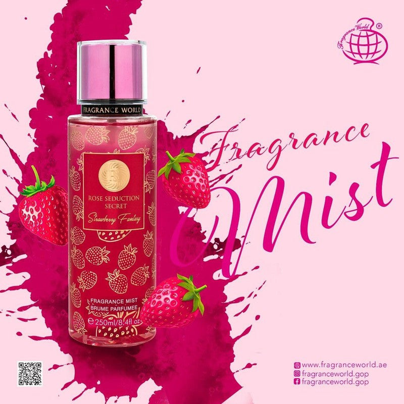FW Rose Seduction Secret Strawberry Fantasy perfumed body spray for women 250ml - Royalsperfume World Fragrance Body