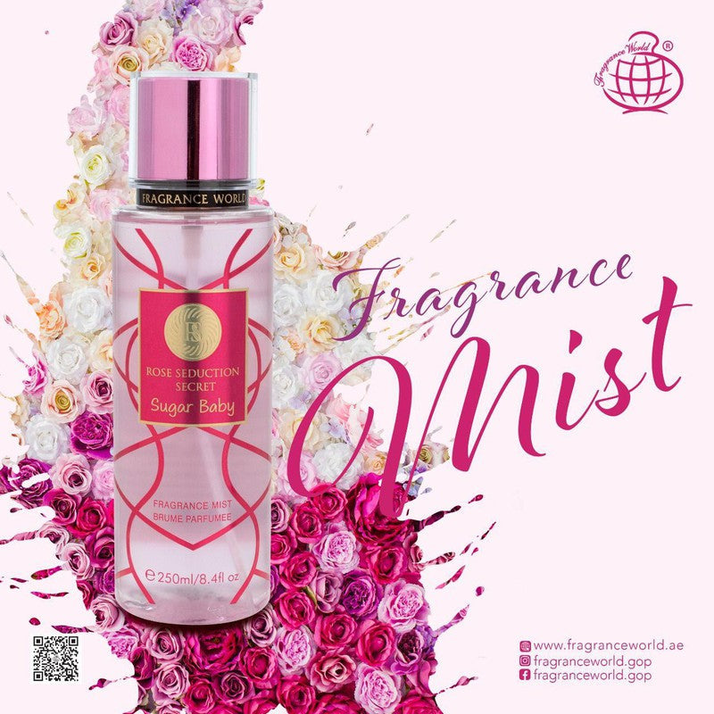 FW Rose Seduction Secret Sugar Baby perfumed body spray for women 250ml - Royalsperfume World Fragrance Body